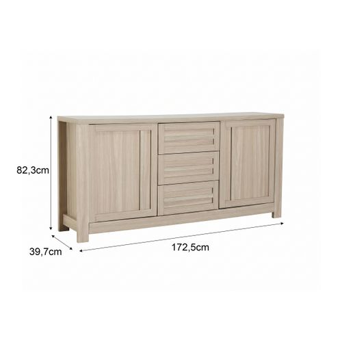 Buffet 2 Portes 3 Tiroirs ALBAN imitation chêne