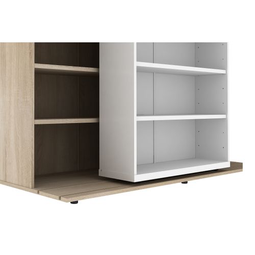 Bibliothèque BENTO 2 imitation chêne et blanc