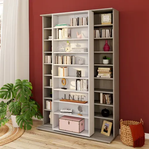 Bibliothèque BENTO 2 imitation chêne et blanc vue d'ambiance 1