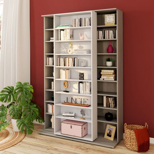 Bibliothèque BENTO 2 imitation chêne et blanc