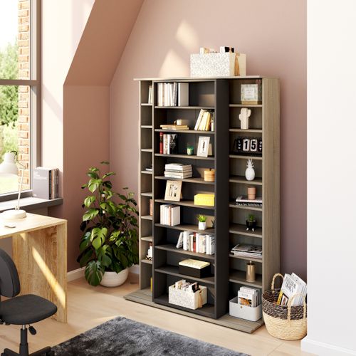 Bibliothèque BENTO 2 imitation chêne et gris