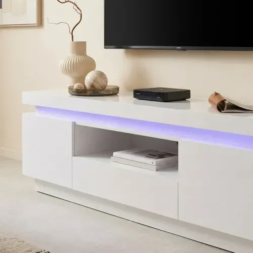 Meuble TV LED LUCIE 5 blanc laqué