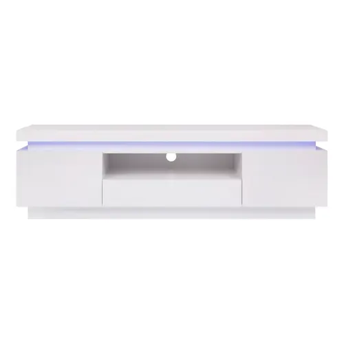 Meuble TV LED LUCIE 5 blanc laqué vue de face