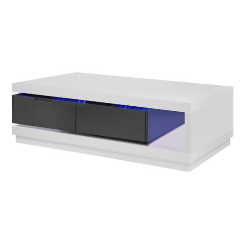 Table basse LED design FEVER 4 blanc laqué et gris