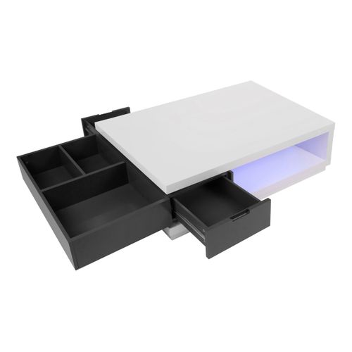 Table basse LED design FEVER 4 blanc laqué et gris