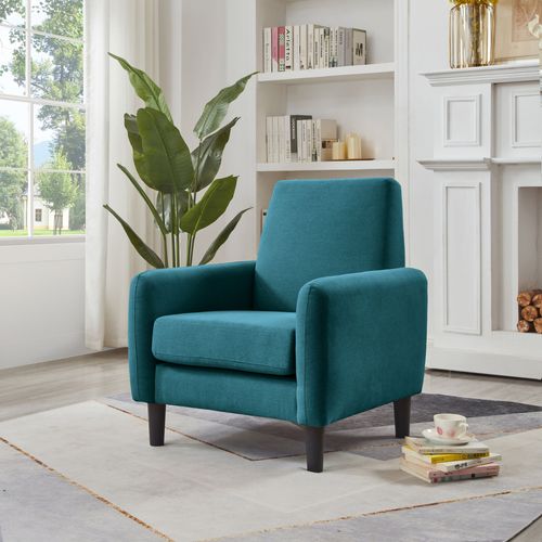Fauteuil HOLL tissu bleu canard vue d'ambiance 1