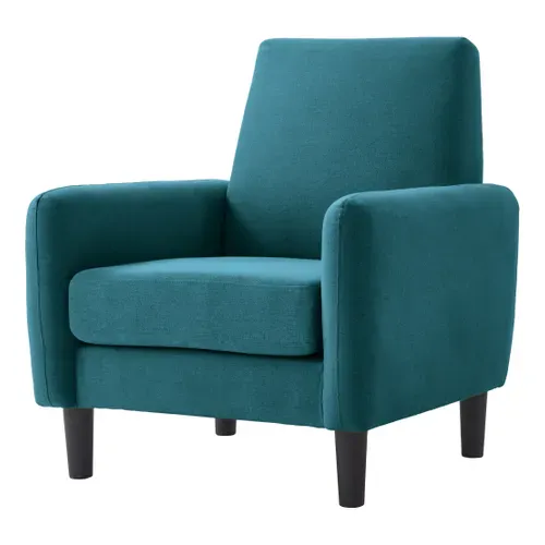 Fauteuil HOLL tissu bleu canard vue de profil