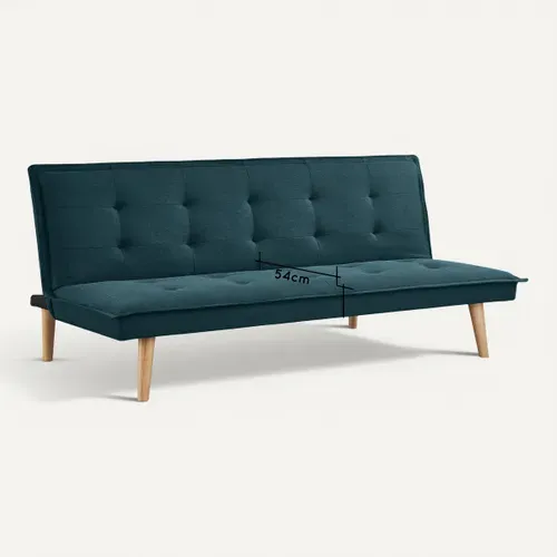 Banquette-lit clic-clac LILLO 3 places en tissu bleu - couchage rapide