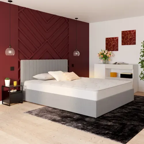 Lit coffre 160x200 cm SKY gris clair vue d'ambiance 1