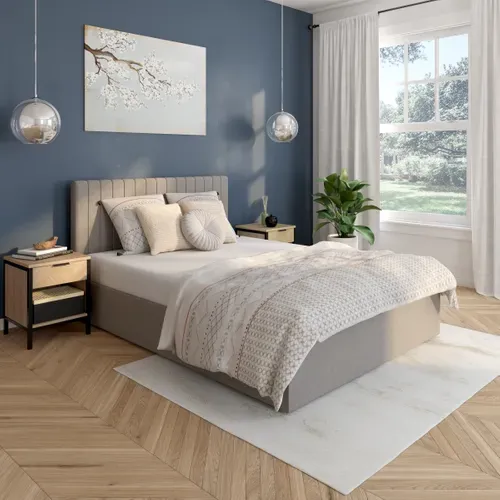 Lit coffre 140x190 cm SKY gris clair vue d'ambiance 1