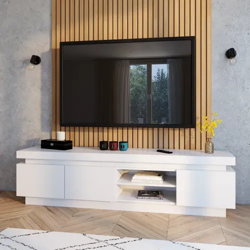 Meuble TV LED L.190 cm COLORS blanc vue d'ambiance 1