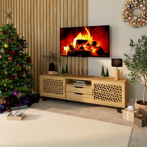 Meuble TV LOUXOR Imitation chêne et noir