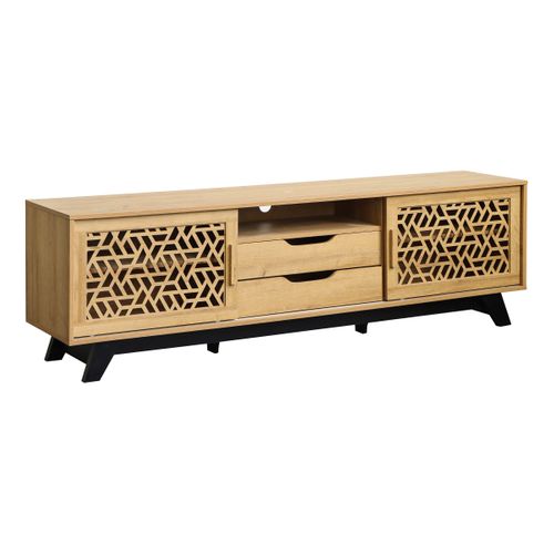 Meuble TV LOUXOR Imitation chêne et noir