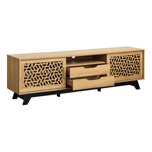 Meuble TV LOUXOR Imitation chêne et noir