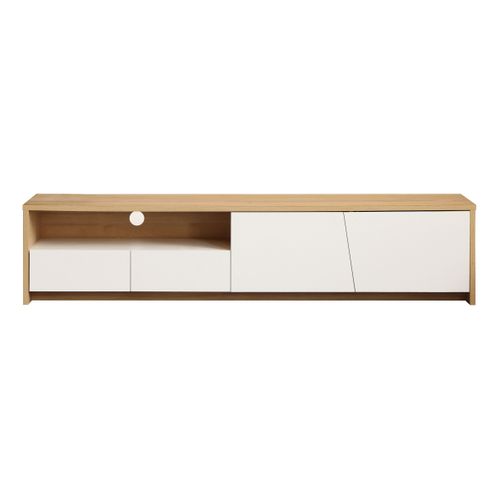 Meuble TV L. 190 cm ESSENTIAL Imitation chêne et blanc