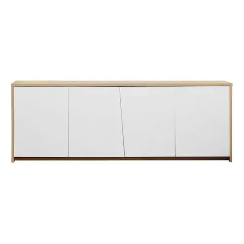 Buffet 4 portes ESSENTIAL Imitation chêne et blanc vue de face