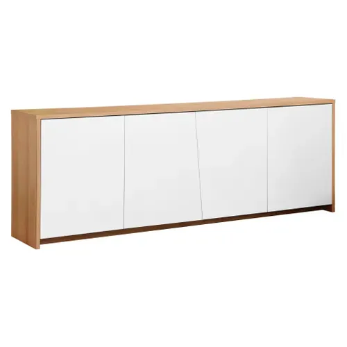 Buffet 4 portes ESSENTIAL Imitation chêne et blanc vue 3/4