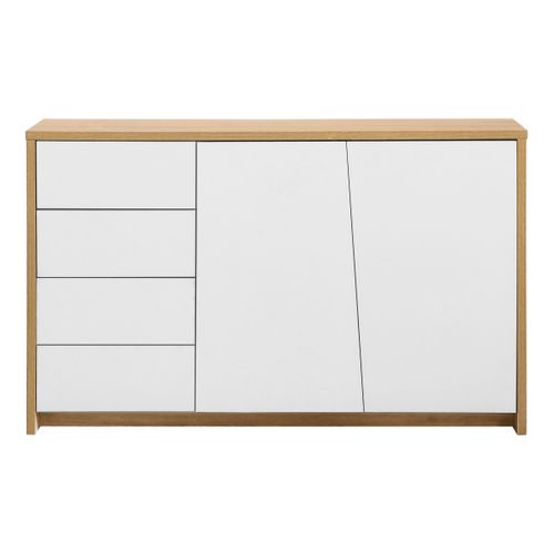 Buffet 2 portes ESSENTIAL Imitation chêne et blanc