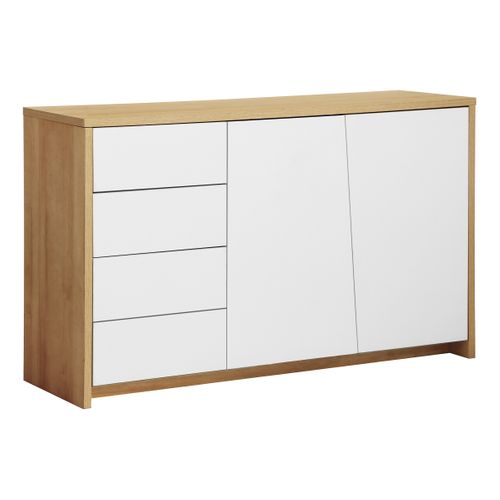 Buffet 2 portes ESSENTIAL Imitation chêne et blanc