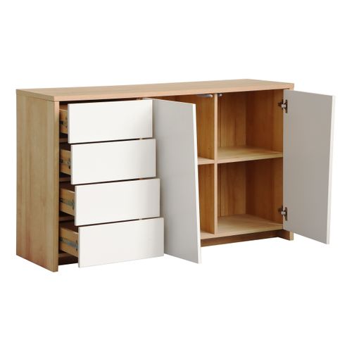 Buffet 2 portes ESSENTIAL Imitation chêne et blanc