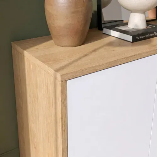 Buffet 3 portes ESSENTIAL Imitation chêne et blanc