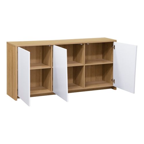 Buffet 3 portes ESSENTIAL Imitation chêne et blanc