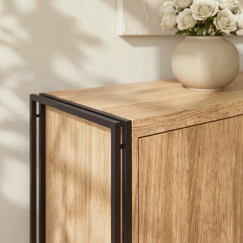 Buffet 3 portes PARKER imitation chêne et noir