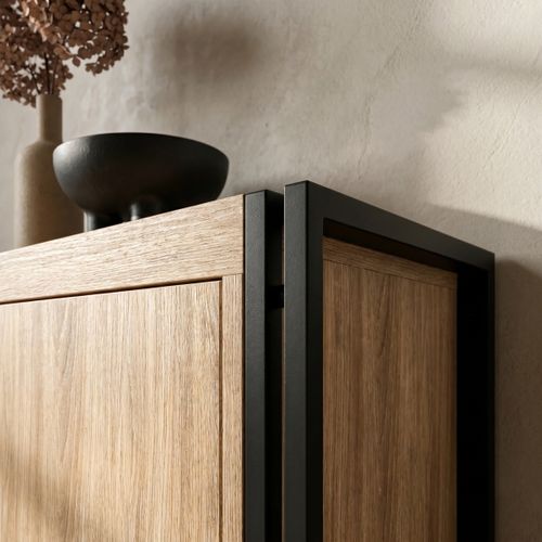 Buffet 2 portes PARKER imitation chêne et noir
