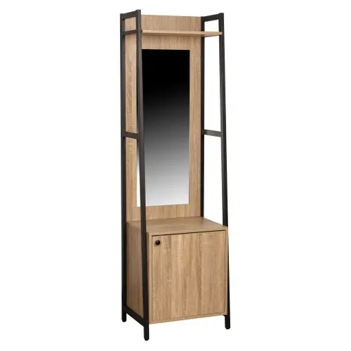 Dressing L.52 cm avec miroir BONO 1 porte, 1 penderie vue 3/4