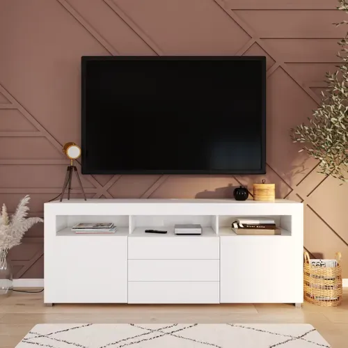 Meuble TV L. 180 cm GOAL Blanc