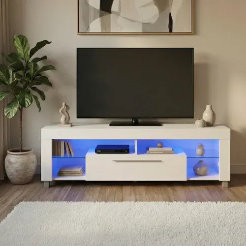 Meuble TV L. 153 cm GOAL Blanc vue d'ambiance 1