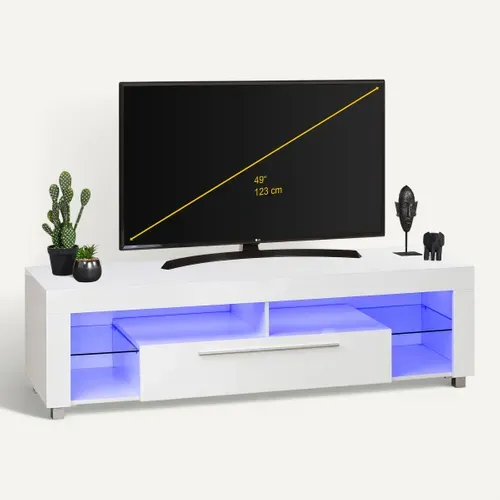 Meuble TV L. 153 cm GOAL Blanc vue 3/4