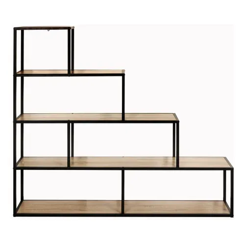 Bibliothèque step BONO imitation chêne et noir vue de face