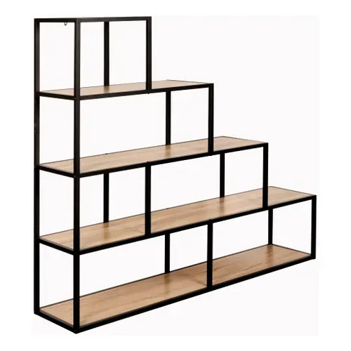 Bibliothèque step BONO imitation chêne et noir vue 3/4