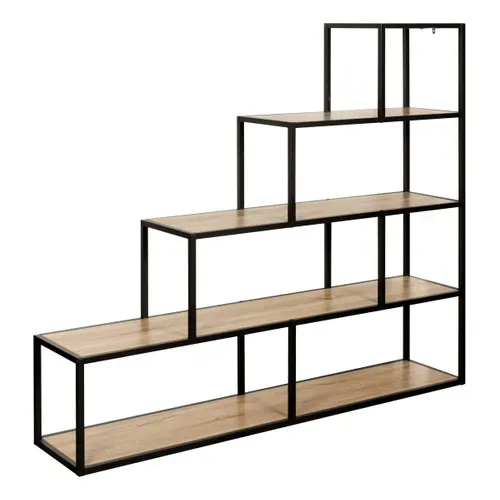 Bibliothèque step BONO imitation chêne et noir vue de derrière