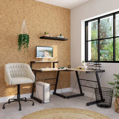 Bureau d'angle YAMS imitation chêne et noir