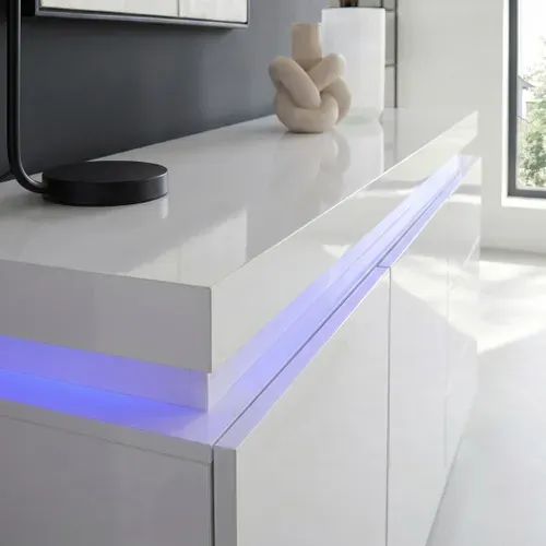 Buffet LED 2 portes 3 tiroirs COLORS blanc