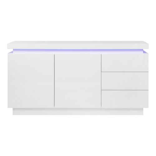 Buffet LED 2 portes 3 tiroirs COLORS blanc