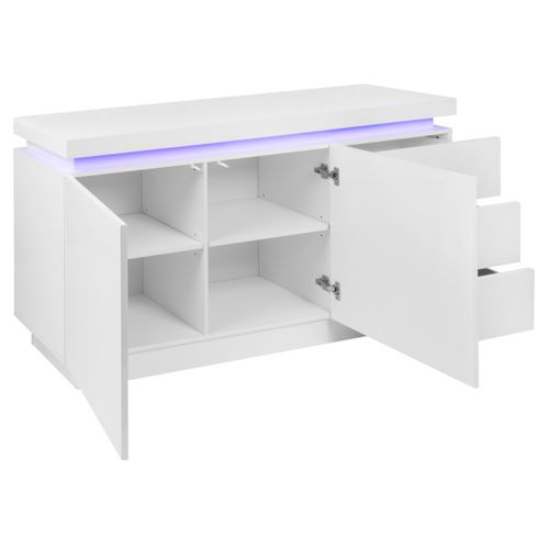 Buffet LED 2 portes 3 tiroirs COLORS blanc