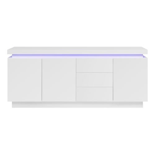 Buffet LED 3 portes 3 tiroirs COLORS blanc laqué