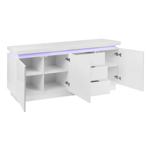 Buffet LED 3 portes 3 tiroirs COLORS blanc laqué