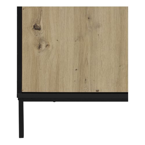 Rangement 3 tiroirs 1 porte BOEY imitation chêne et noir