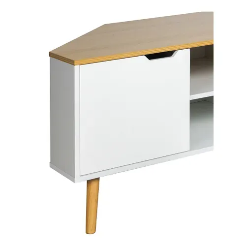 Meuble TV D'angle CORNY imitation chêne et blanc vue détaillée