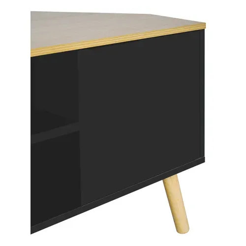 Meuble TV D'angle CORNY imitaion chêne et noir