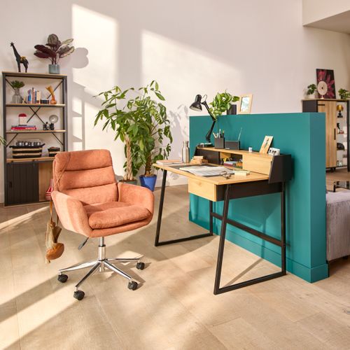 Bibliothéque 1 porte NASH imitation chêne et noir vue d'ambiance 1