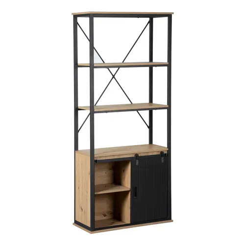 Bibliothéque 1 porte NASH imitation chêne et noir