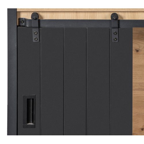 Bureau d'angle avec rangement NASH imitation chêne et noir