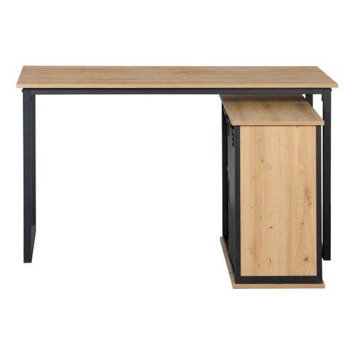 Bureau d'angle avec rangement NASH imitation chêne et noir