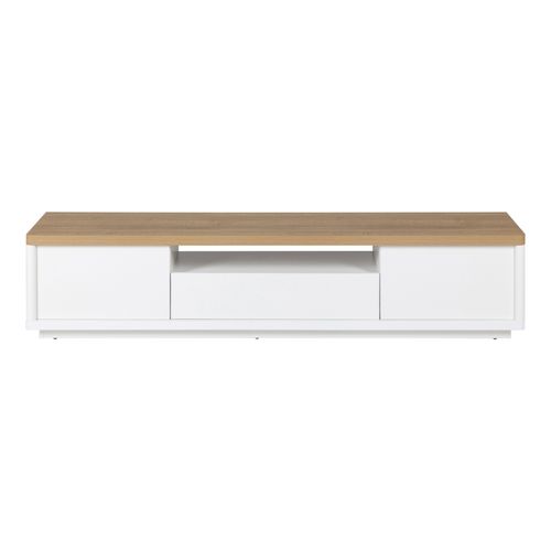 Meuble TV MYSEN imitation chêne et blanc