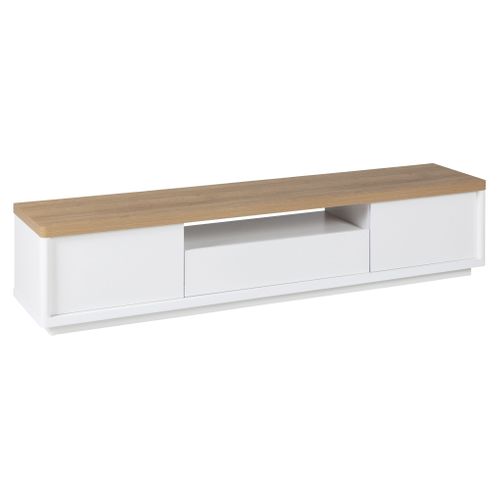 Meuble TV MYSEN imitation chêne et blanc